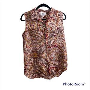 A2F all about fashion printed sleeveless button down 12